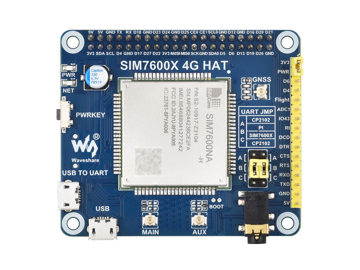 Raspberry Pi 4G HAT SIM7600NA-H – LTE Cat-4, GNSS, North America