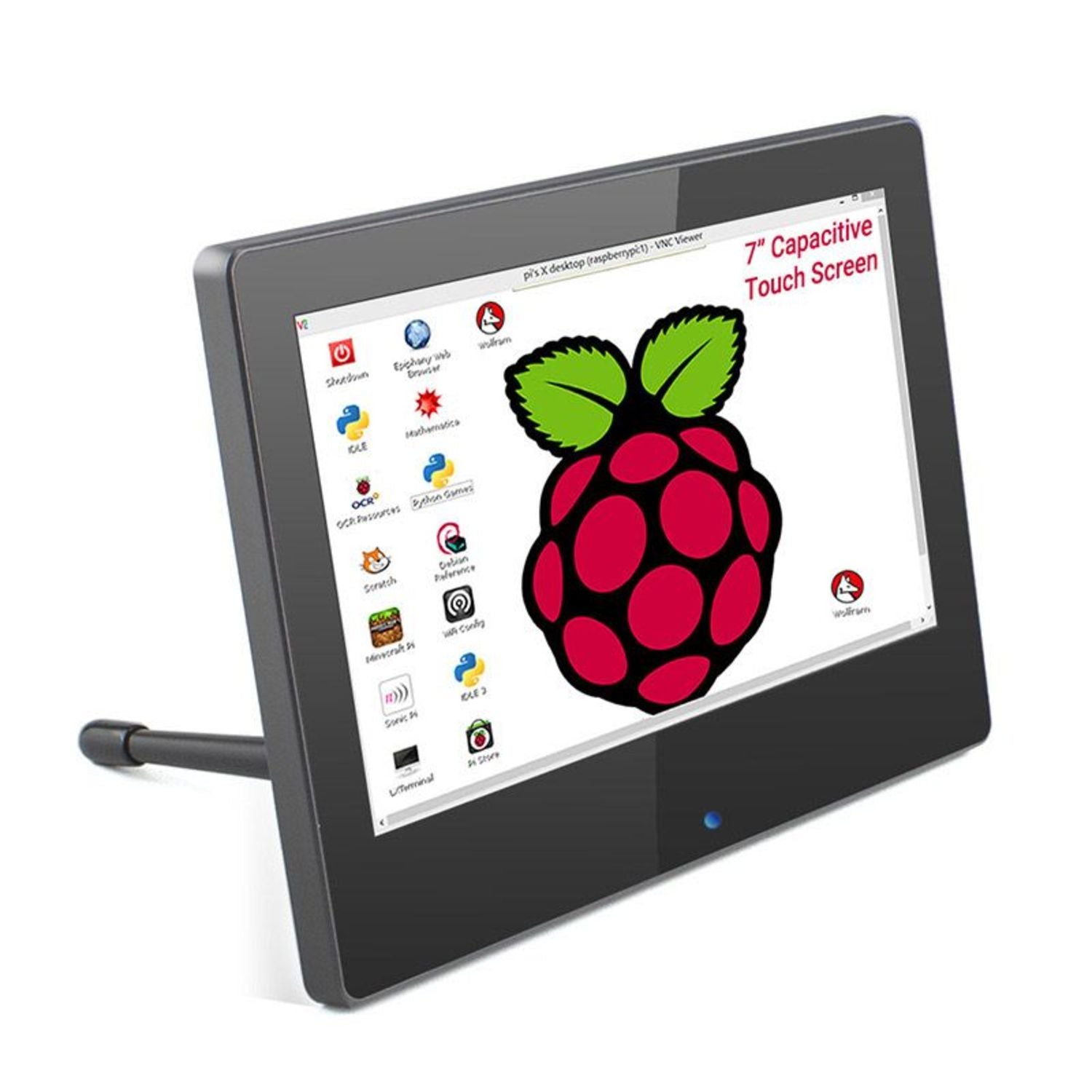 7 Inch 1024x600 Raspberry Pi Monitor Touchscreen Capacitive IPS Display with Built-in Speaker & Stand