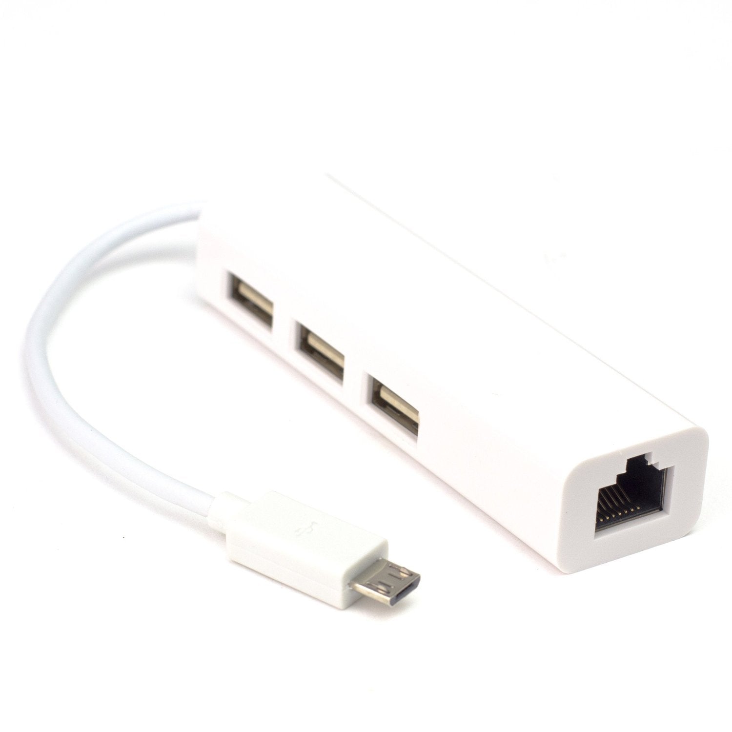 Three Port USB Hub with Ethernet - microB connector