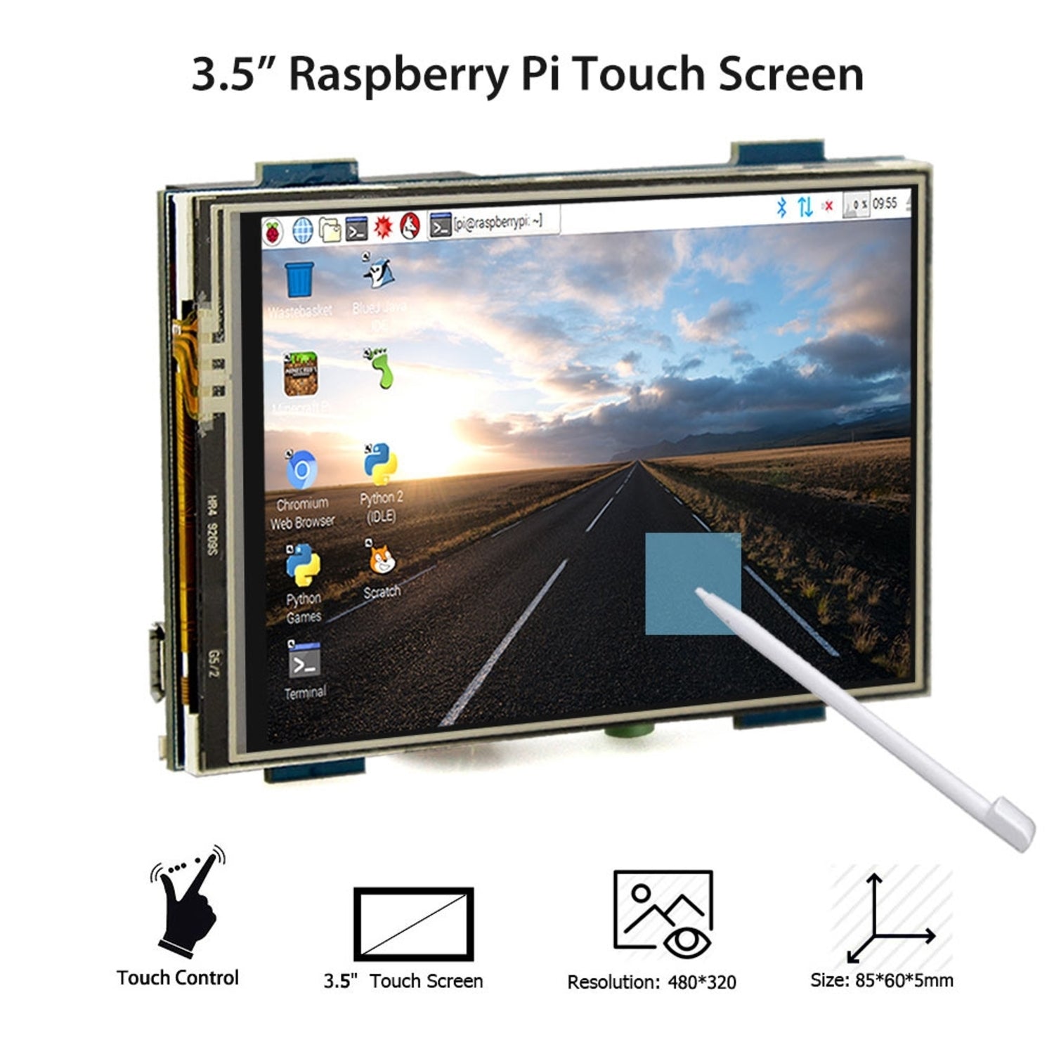 HDMI 3.5 inch 480 x 320 Resolution Touch Screen Monitor for Raspberry Pi