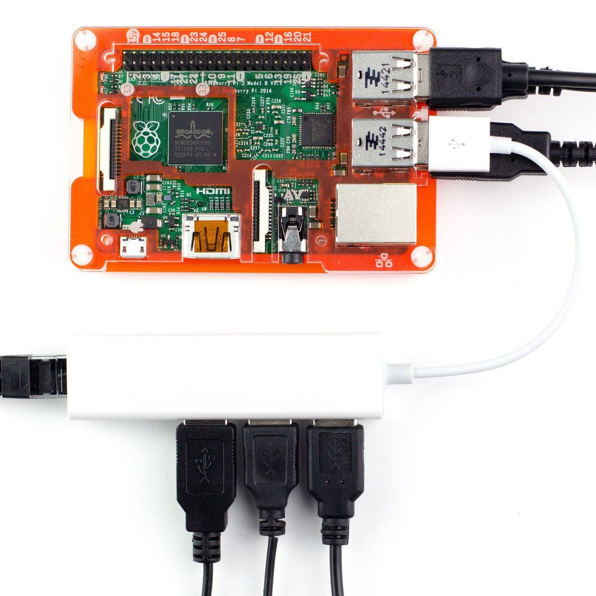 Three Port USB Hub with Ethernet