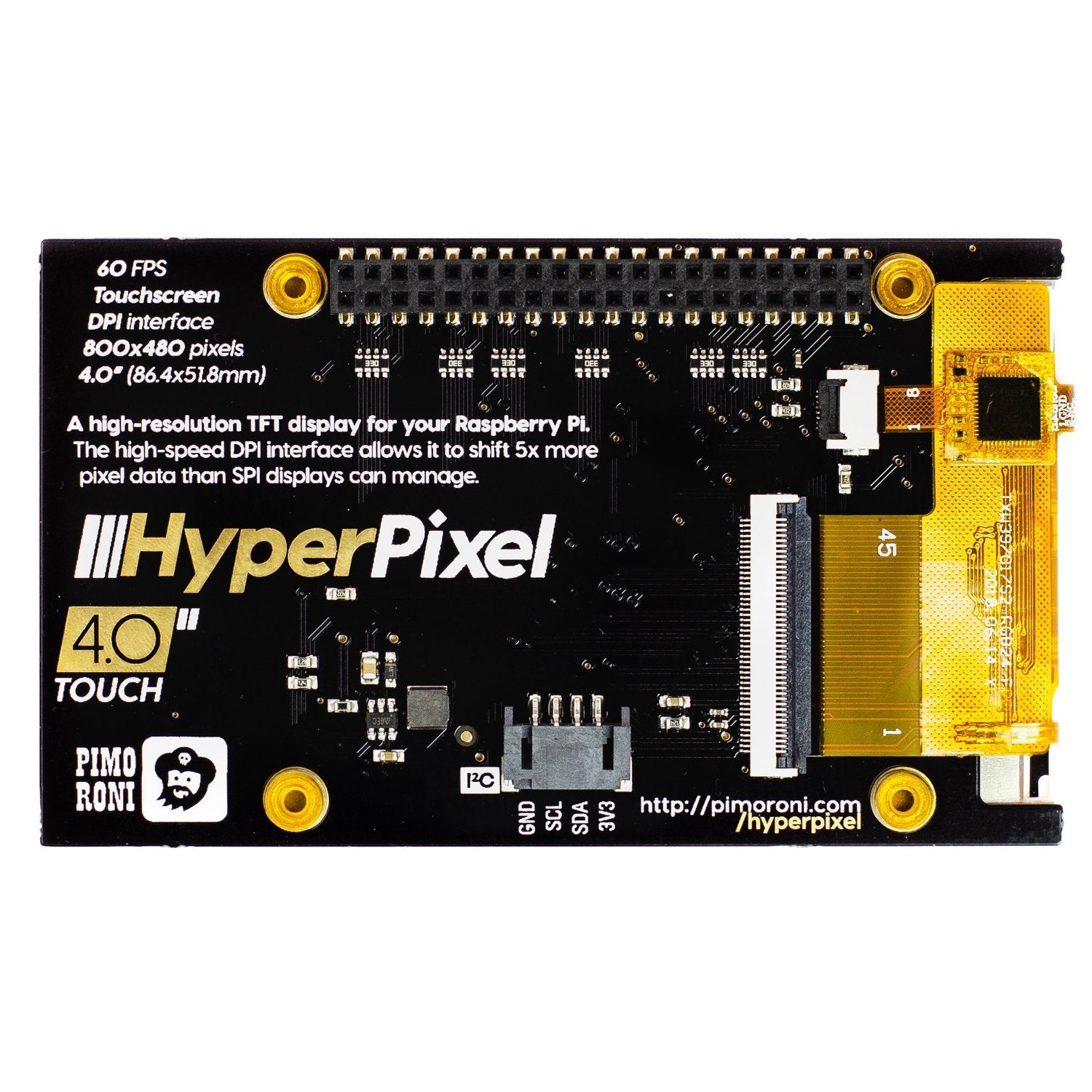 HyperPixel 4.0 - Hi-Res Display for Raspberry Pi - Touch