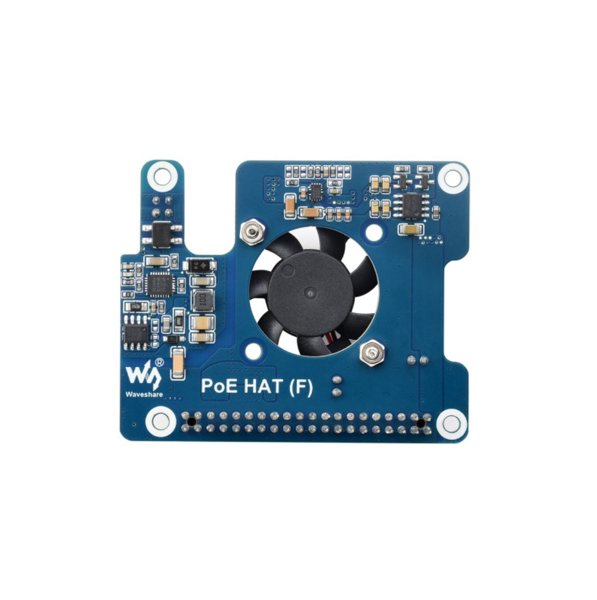 Power Over Ethernet HAT (F) For Raspberry Pi 5, High Power, Onboard Cooling Fan, With Metal Heatsink, Supports 802.3af/at network standard